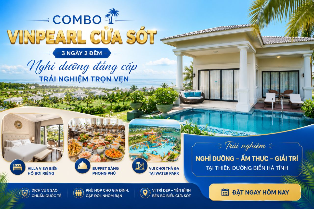 Combo Vinpearl Cửa Sót: Villa View Biển + Hồ bơi riêng + Water Park